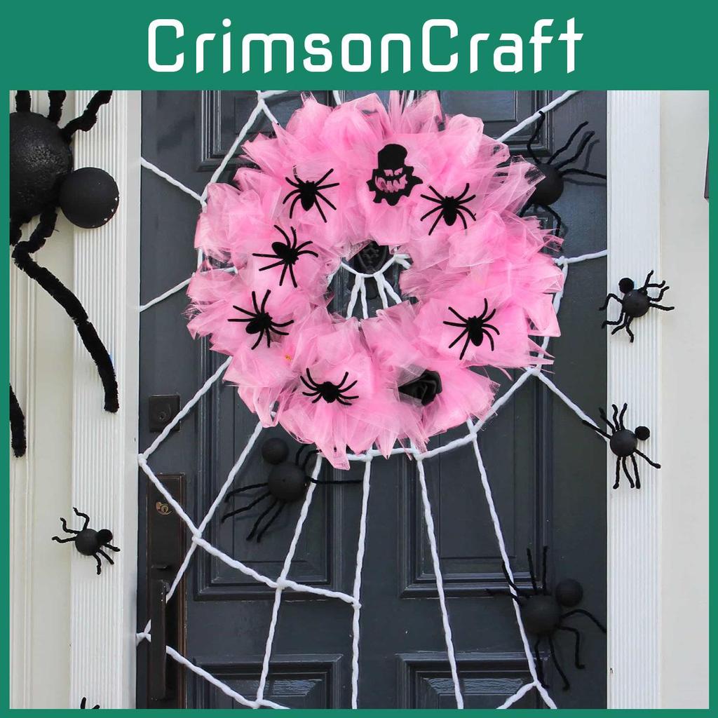 Spider Pink Halloween Wreath Door Hanging Ornament For Party Decor Venue Setup