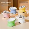 Slanted Anti-Spill Stainless Steel Cat & Dog Bowl, Cartoon Design