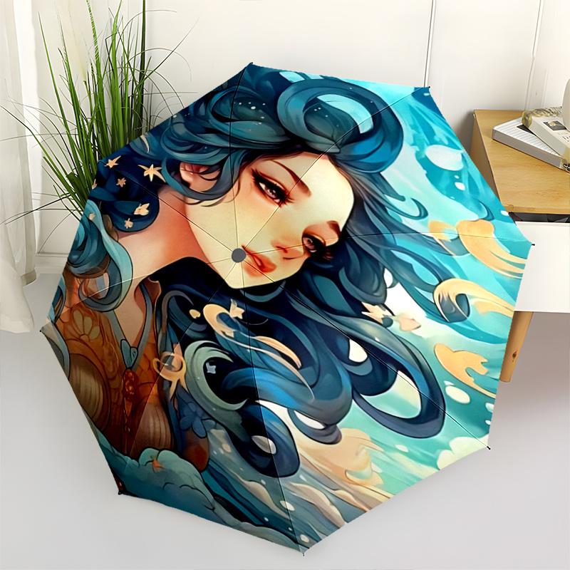1pc Starry Sky Fantasy Umbrella Automatic Opening/Closing, Foldable Design, Outdoor Use, Festival Gift for Fans & Travelers.R002