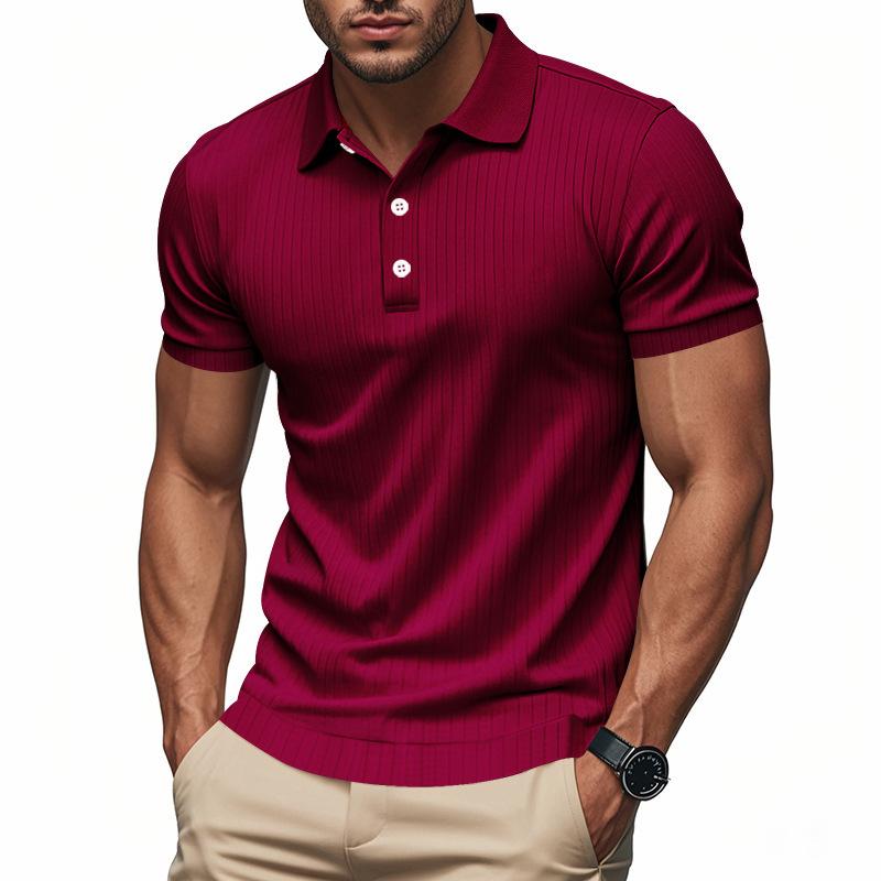 New Versatile Pure Cotton Sports Fitness Men'S Twill Polo Shirt, Business Casual Men'S Solid Color Short Sleeved T-Shirt