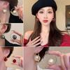 Fashion Imitation Pearl+Iron Imitation Pearl Earrings Exaggerated Geometric Charms Dangler Ear Studs Women Girls