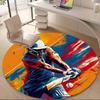 1PC Cricket Batting Office Round Area Rug, Indoor Mat Suitable ForOffice, Under Office Chairs Bedroom Living Room Home Decor, Room Deco G019
