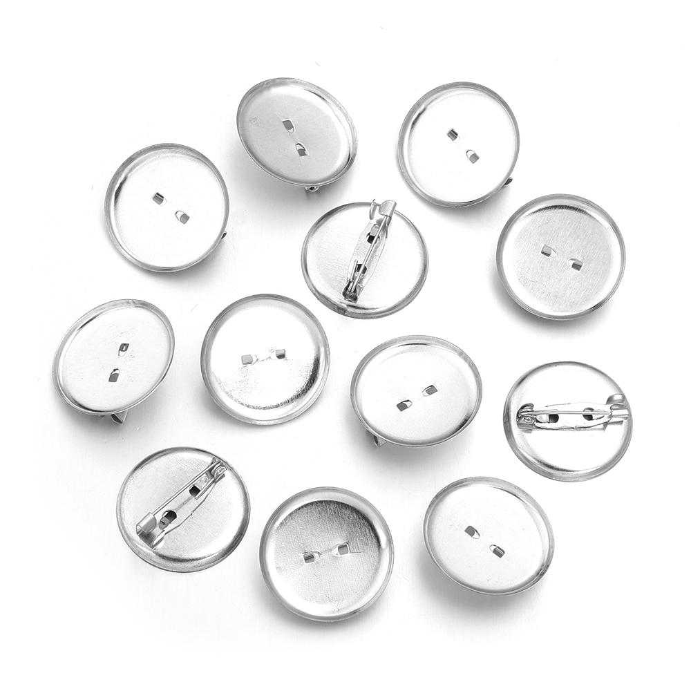 

50pcs Round Brooch Base Fit 13-35mm Brooch Tray Blank Base Settings For DIY Clothing Sewing Brooches Jewelry Making Accessories 13mm