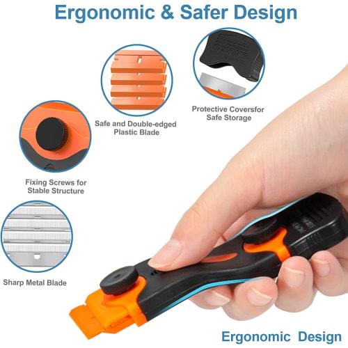 KILIGEN Razor Blade Scraper, 2 Razor Scraper Tools for Removing Grease, Appliances, and Glass from Labels, Registration Stickers, Tint, and Windshield
