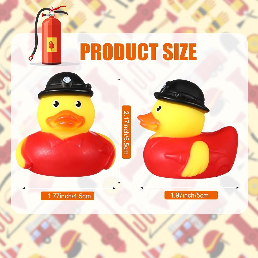 12 Pcs Fireman Rubber Ducks 2 Inch Cool Rubber Ducky Bath Toy for Party Favors Birthday Party Gifts BeacH Pool Toys