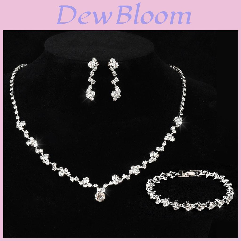 Bridal Jewelry Set With Alloy Water Drill Crystal Pendant For Wedding Bride Gift