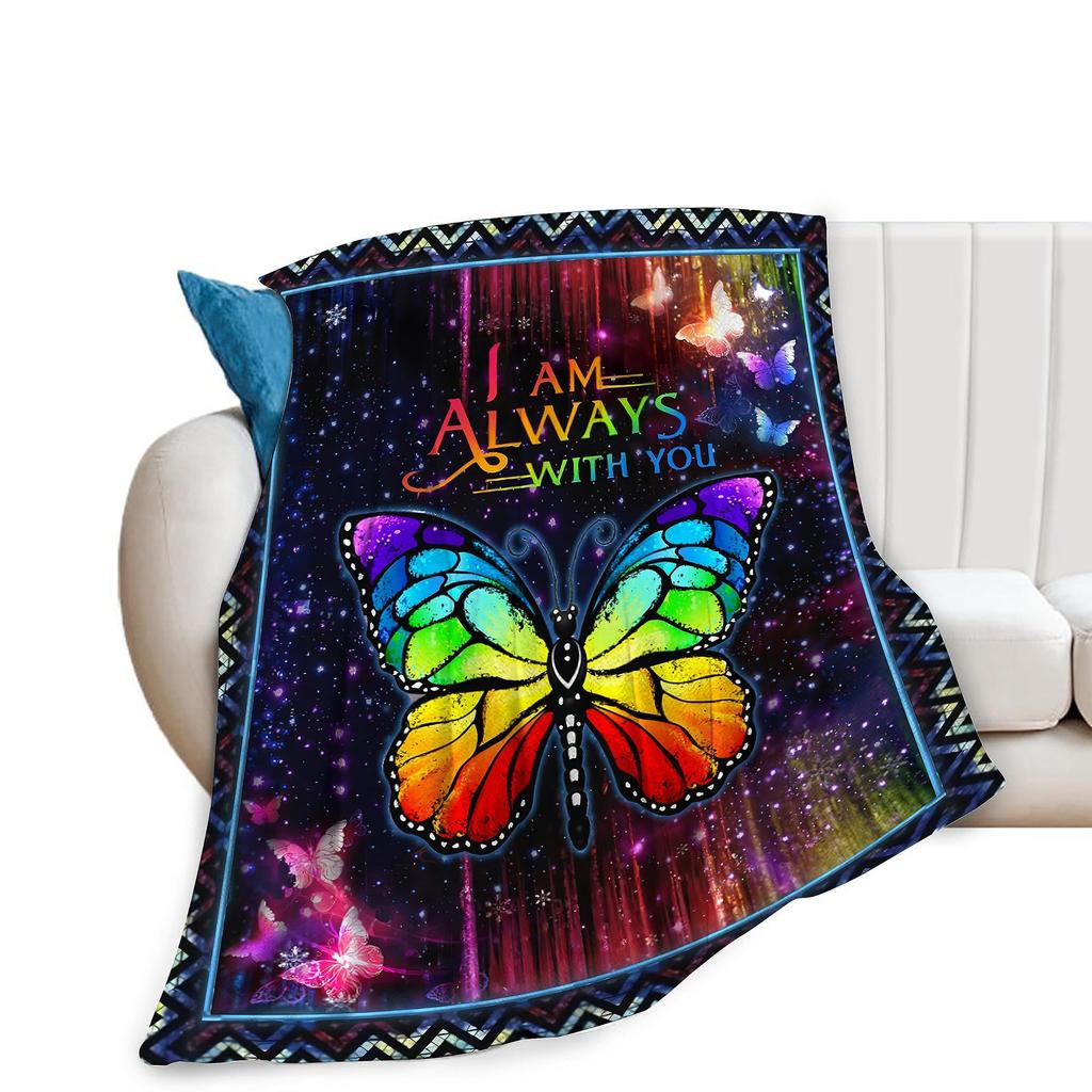 Butterfly Print Flannel Blanket Office Nap Blanket Blanket Thermal Blanket Sofa Blanket Knee Blanket