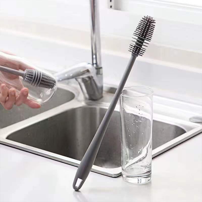 Silicone Cup Brush Kitchen Cleaning Tools Milk Bottle Cleaning Brush Long Handle Water Bottles Cleaner Glass Cup Cleaning Brush
