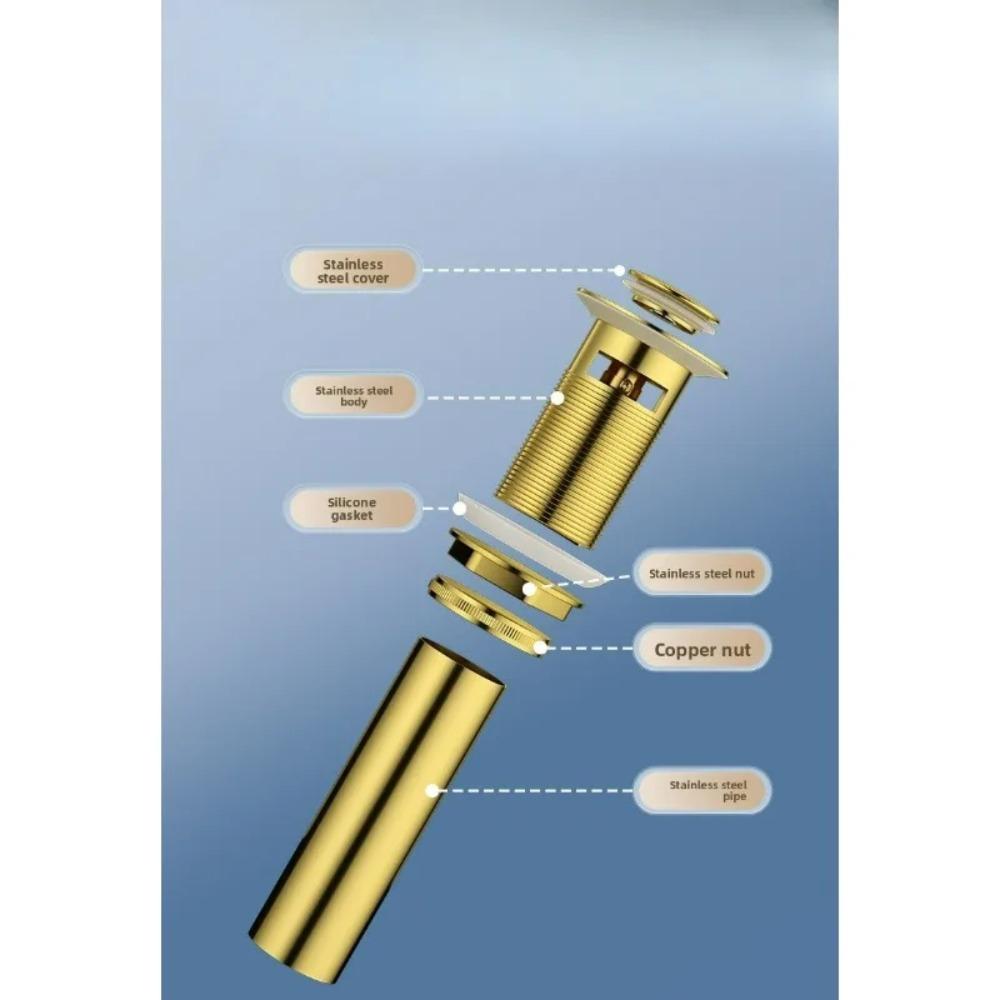 For Bath Accessories Bathroom Basin Pop Up Drain Stainless Steel Drain Plug Sink Drain with Overflow with Holes New Take Over