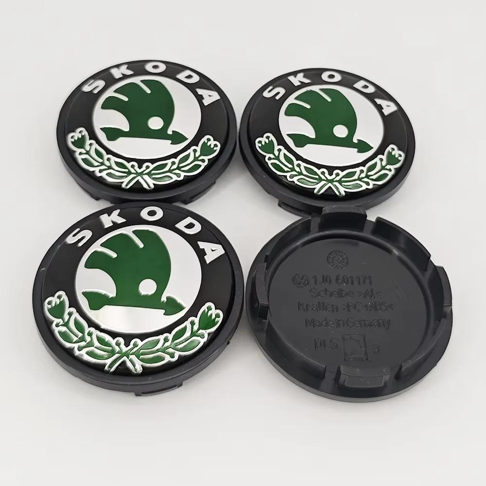 

56mm/65mm Green Black Chrome Car Wheel Center Caps Fit for Skoda Rims Hubcaps Cover Emblem Badge Logo Auto Styling Accessories