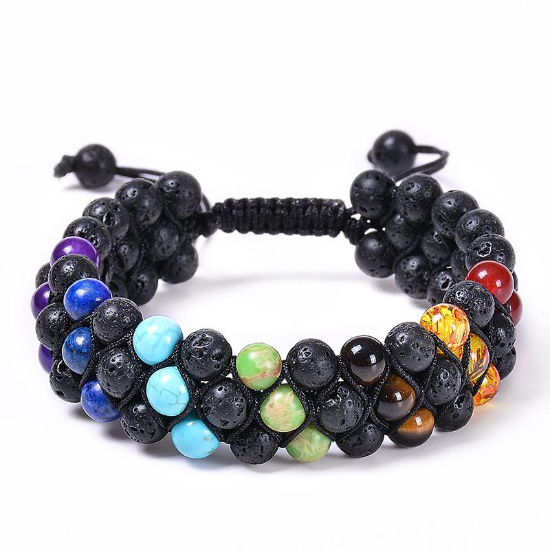JYL TS Bracelet Triple-Layer Yoga  Braided Enhances Calm & Spiritual Growth 6MM Colorful Natural