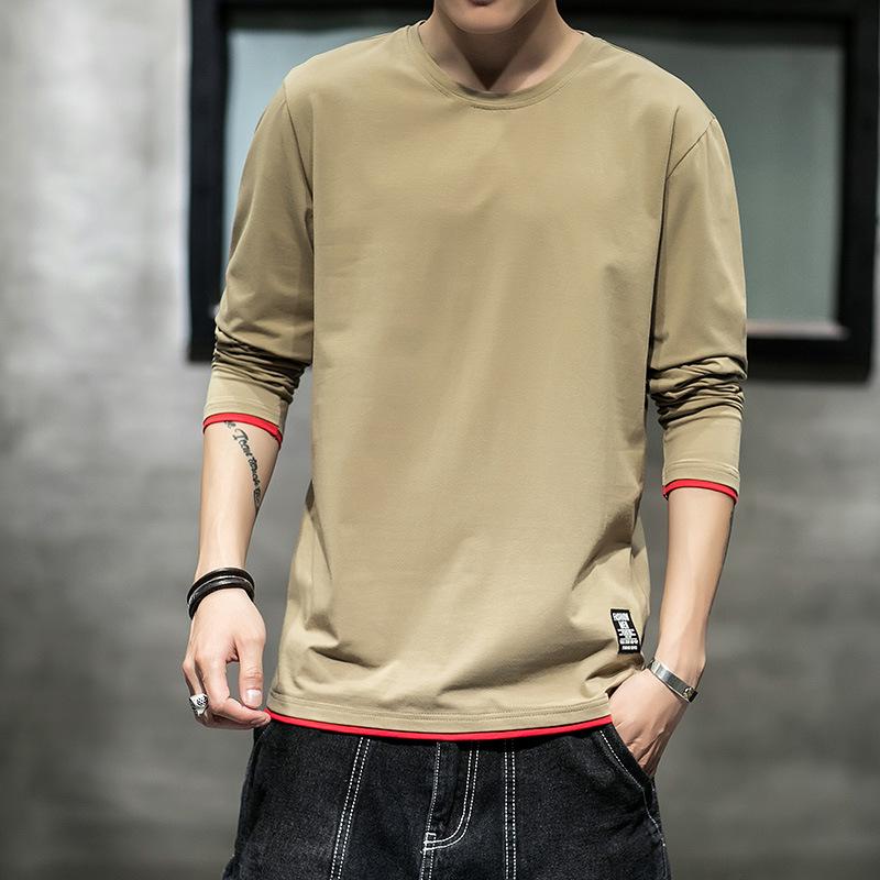 

Spring Men S Casual Round Neck T -Shirt Youth Fashion Simple And Handsome Wild XXXL хаки