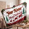 Christmas Custom Name Printed Flannel Blanket Warm Comfort Bed Throw Home Decor Holiday Gift