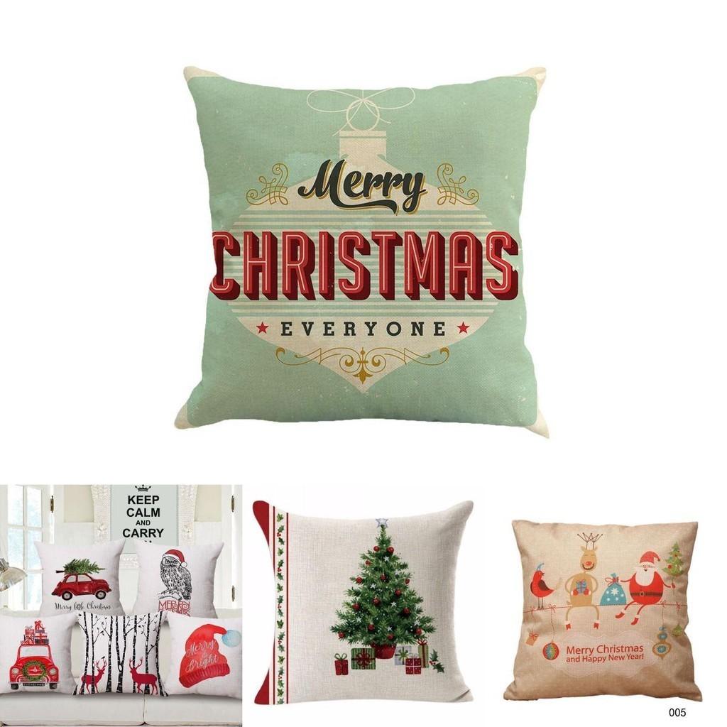 Beautifully Crafted Christmas Xmas Linen Cushion Cover Perfect For Holiday Home Decor