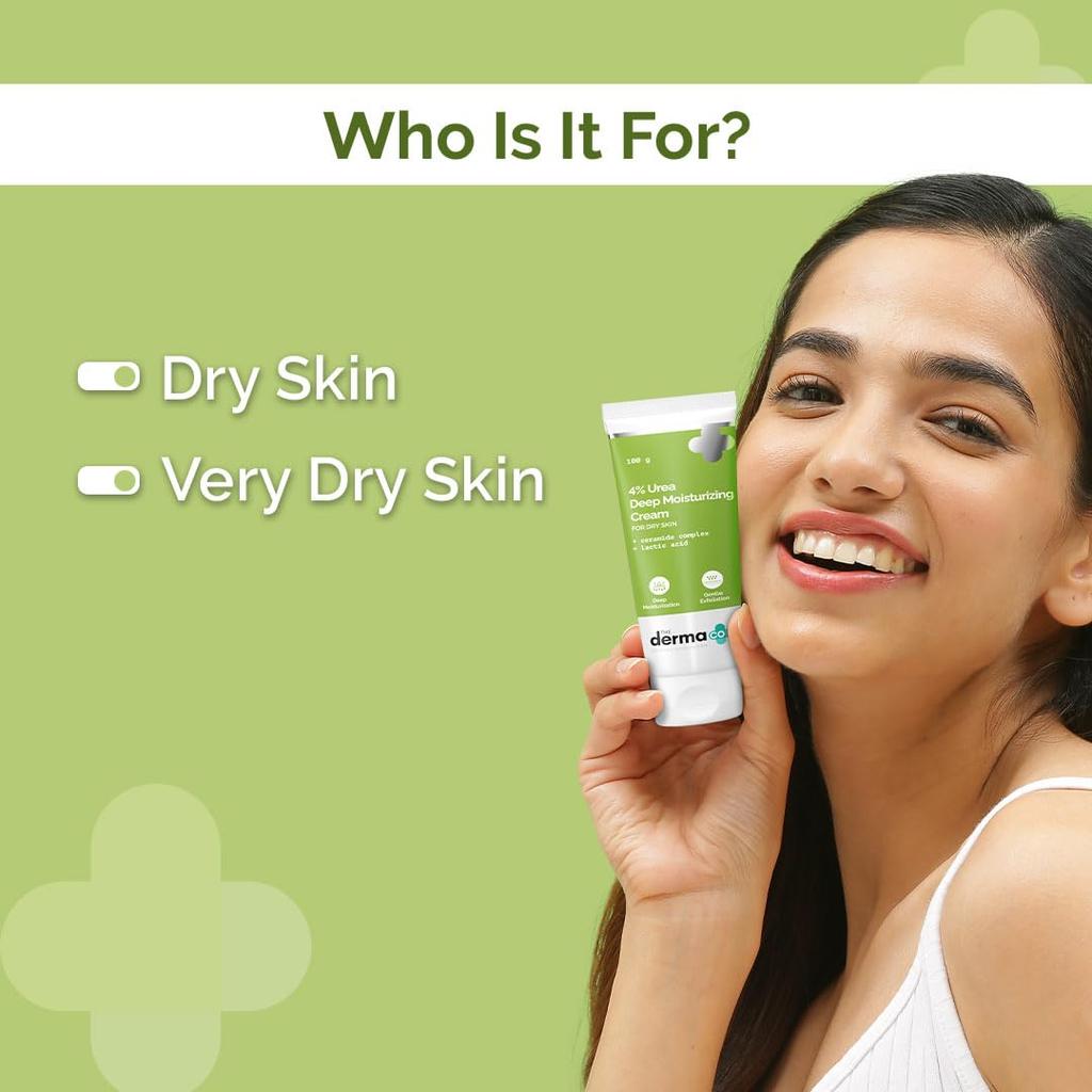 The Derma Co 4% Urea Deep Moisturizing Cream For Very Dry Skin Lightweight Barrier Repair 100 g Gentle Exfoliating Daily