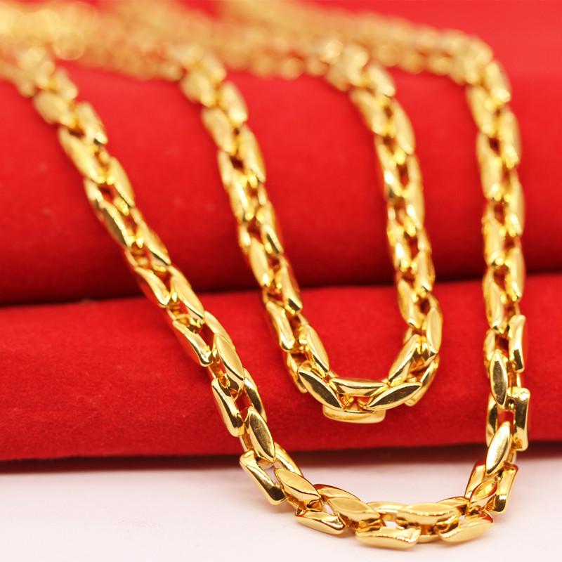 Durable Copper-Plated Gold Necklace, Sand Gold Design, Consistent Color, Masculine and Imposing, Fire-Tested for Quality.