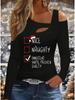 Autumn & Winter Women's New Casual  Long Sleeve Top  Christmas Pattern Ideal Halloween Christmas Gift T Shirt