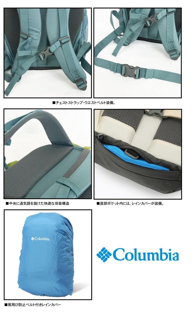 Columbia Castle Rock 25L Backpack II with Rain PU8662 Tranquil Cover, (329 Teal)