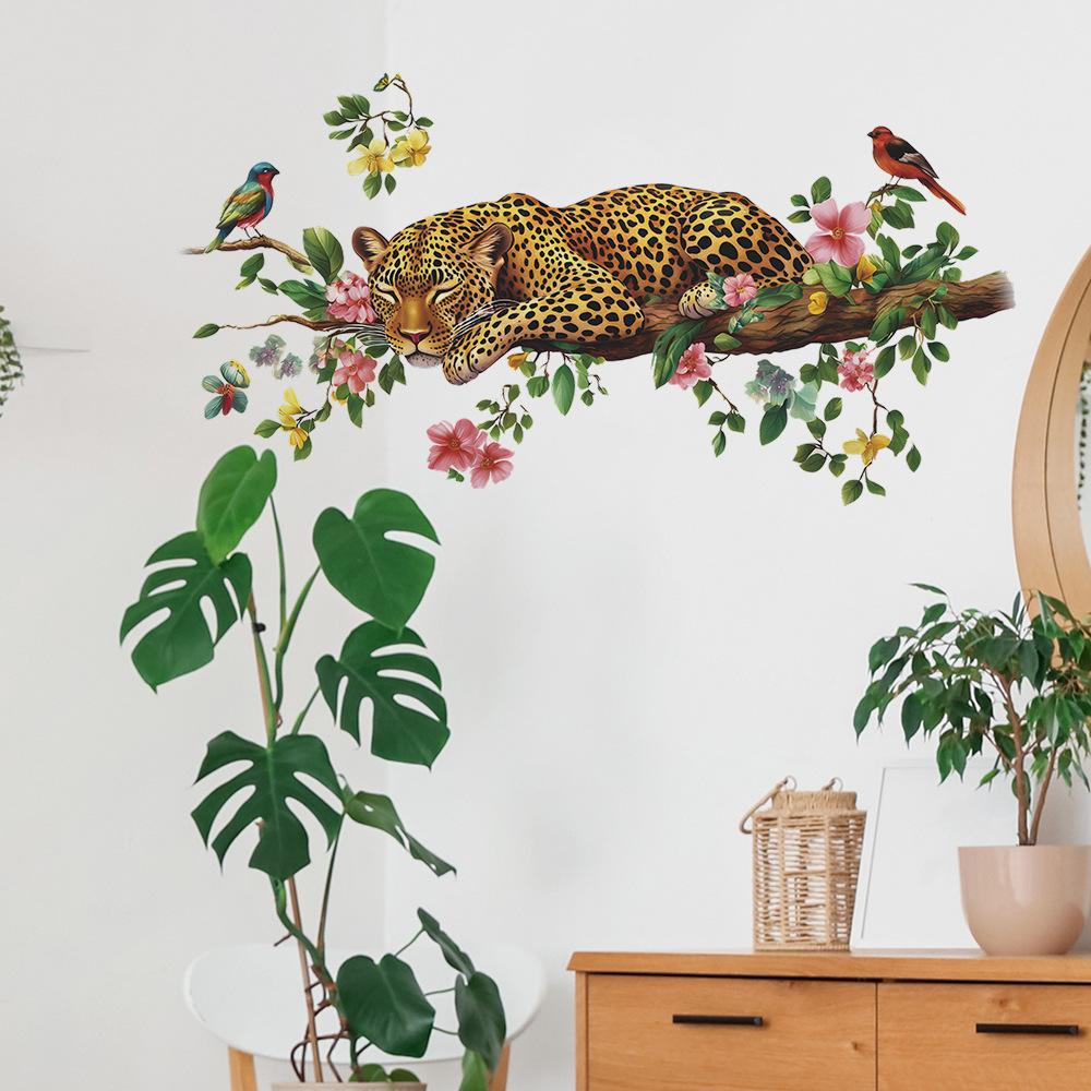 Hand-Painted Majestic Leopard Wall Sticker Royal Luxurious Self-Adhesive Wall Art for Bedroom Living Room Home Decor