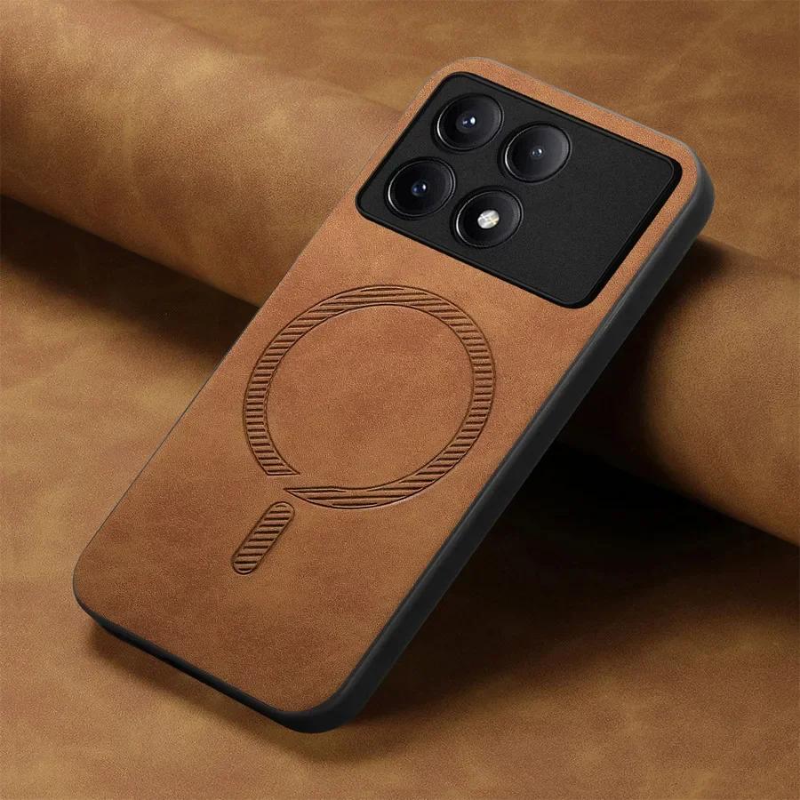 For  Magnetic Phone Case for POCO X6 X7 F7 Ultra  Leather Wireless Charging Back Cover for Poco X6 Neo F6pro F C6
