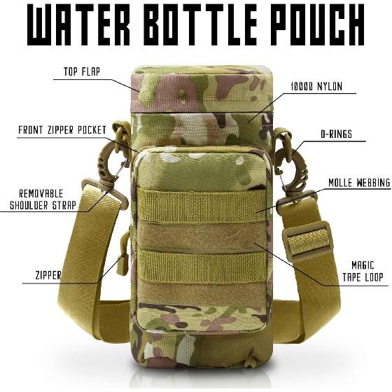 Tactical Water Bottle Pouch, Military Army Molle Water Pouches Carrier Holder for Hiking Camping Outdoor Sport Travel