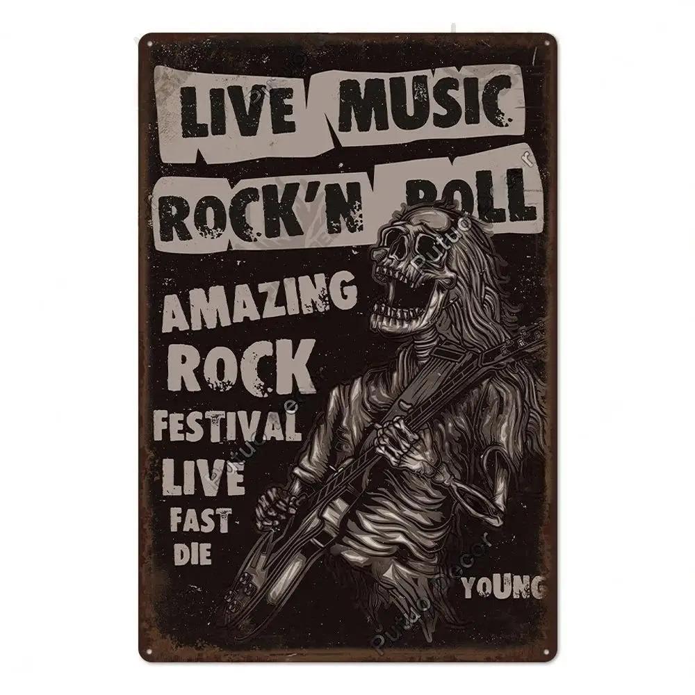 Vintage Musik Blechschild Rock Poster Plakette Metall Retro Wandkunst Dekoration Aufkleber für Bar Pub Man Cave Eisengemälde