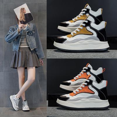 9991-10 Leder High Top Schuhe mit Frühling und Herbst Dicke Sohlen Sport Casual Schwarz Retro Schuhe