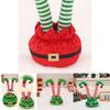 Charming Christmas Decoration Elf Feet Figurine In Red And White Striped Design