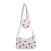 Corduroy Strawberry Print Shoulder Bag Fashion Girl Pillow Bag For Daily Casuals