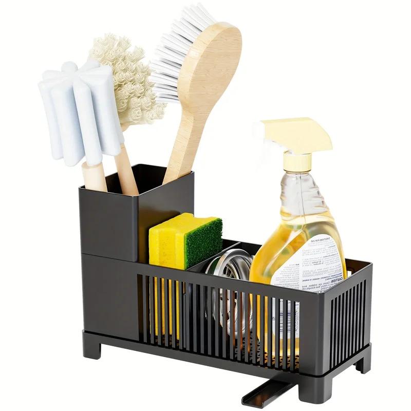 1 kitchen drainage rack for storing cleaning tools, sponges, cleaning wipes