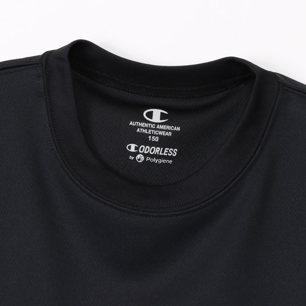Champion Long Sleeve Crew Odor Quick Script Mini Long Sleeve Basketball Black X Pink Kids' T-Shirt, Neck, Antibacterial, Resistant, Drying, Logo,