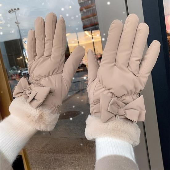 1 Paire Gants d'Hiver Doublure Velours Épaissie Tissu Imperméable Coupe-vent Écran Tactile Gants Sports d'Hiver