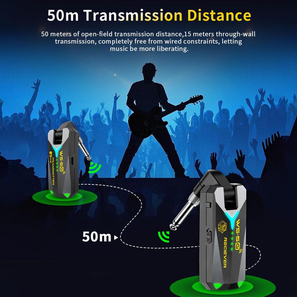 Btuty Wireless Guitar System 5.8GHz Low Latency 50m Transmission Studio Live Performance Black