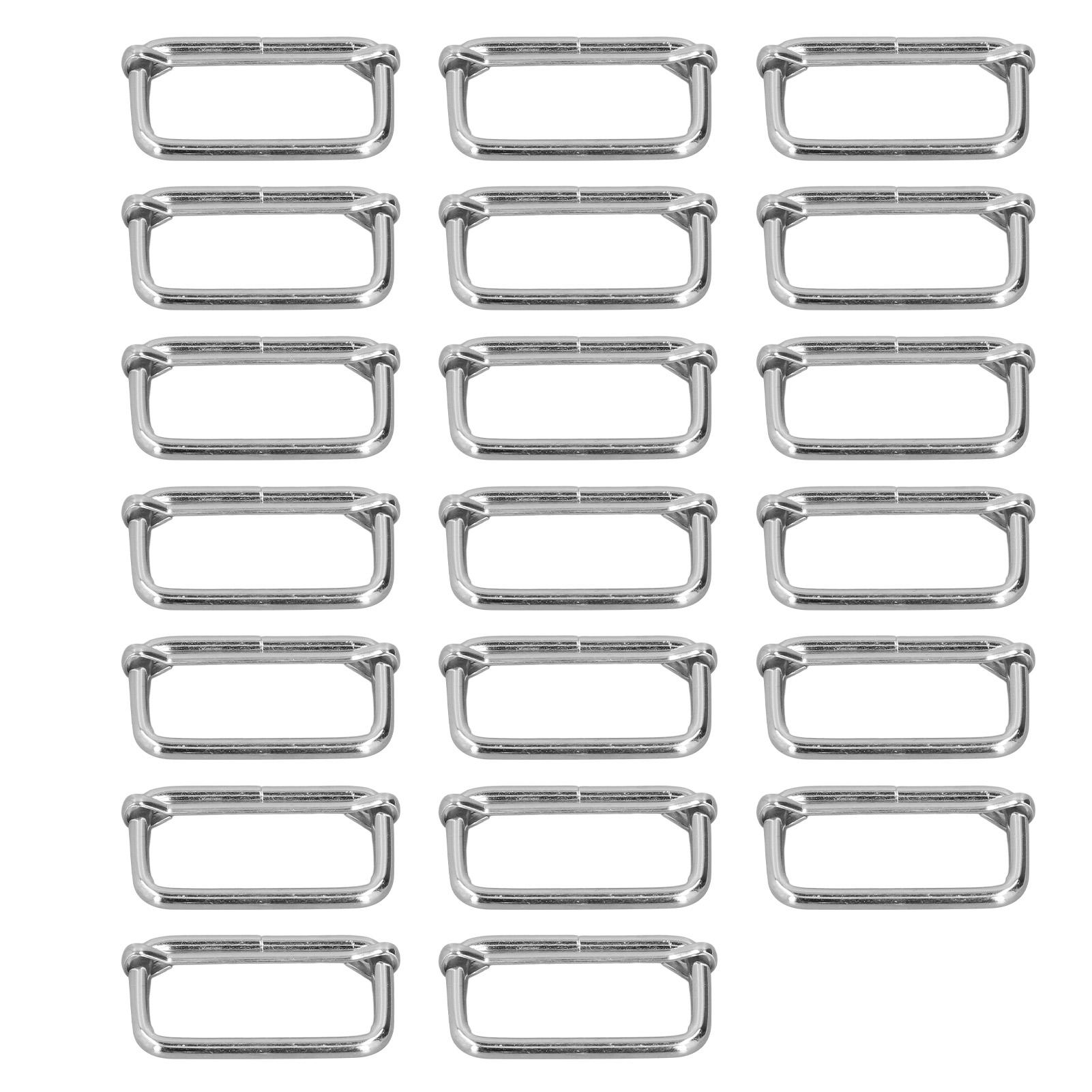 

20Pcs Metal Rectangle Adjuster Durable Fadeless Exquisite Wide Application Metal Buckle for Clothes Backpack Belt 3.5x38x20mm