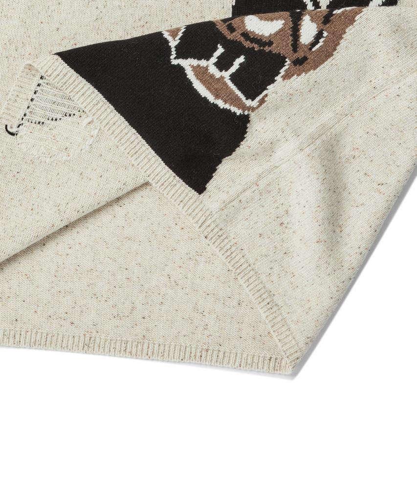 BEYOND CLOSET [Collection Line] Play Dog Oversized Jacquard Knit Pullover Ivory