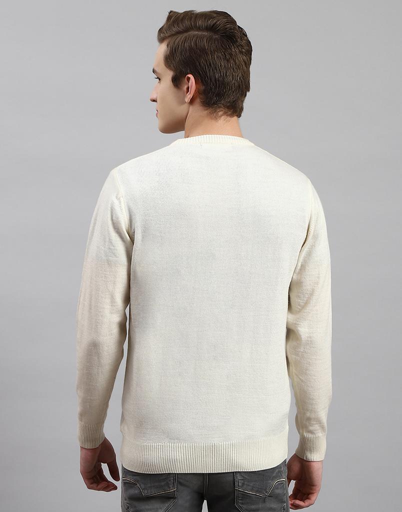 MONTE CARLO Mens Cream Solid V Neck Pullover