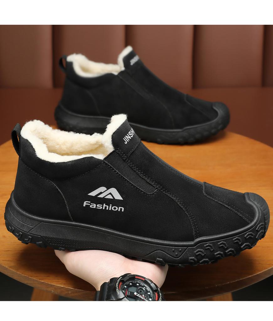 Men Fleece Lined Waterproof Warm Slip On Outdoor Winter Snow Boots