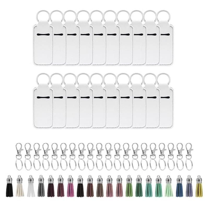 

Набір заготовок для тримача помади для сублімації Включає 20 шт. Неопренових тримачів для помади 20 шт. Брелоків 20 шт. Китиць для жінок 1