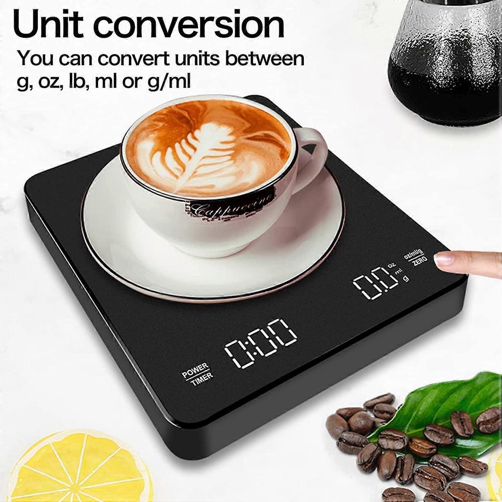 Digital Caf Scale with Timer, Rechargeable Type-C with LED Display, Multifunction Precision Sensor, with Tare Function, High Temperature Resistance
