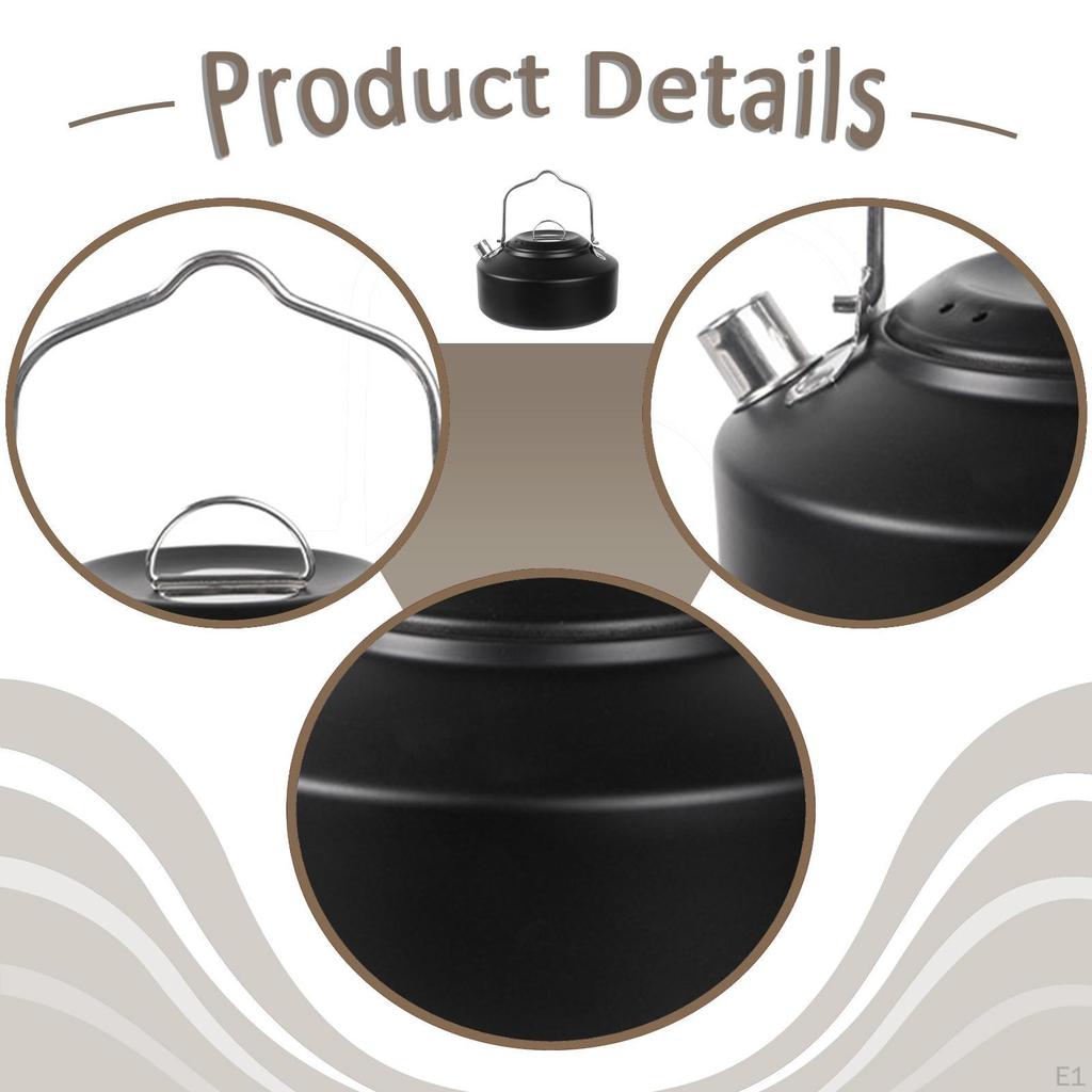 Outdoor Camping Kettle with Handle Lightweight Fast Heating Multipurpose 1L Water Boiler Teapot for