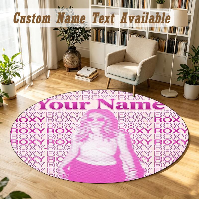 Round Rug Custom NameRoxy Dekker Pattern Non Slip Carpet Home Floor Decor