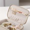 Flower Embroidered Jewelry Storage Box Portable Mini Earrings Necklace Ring Jewelry Box Zipper Flower Jewelry Display Case Gift