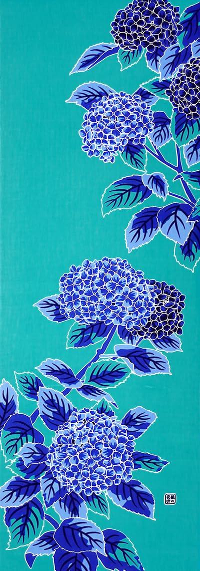 

Anbo Dyeing Hand Towel Hydrangea with Authentic Dyed Cotton Made in 35cm x 100cm Blue-Green Blue-and-White Painting 100% Tokuoka, Japan,
