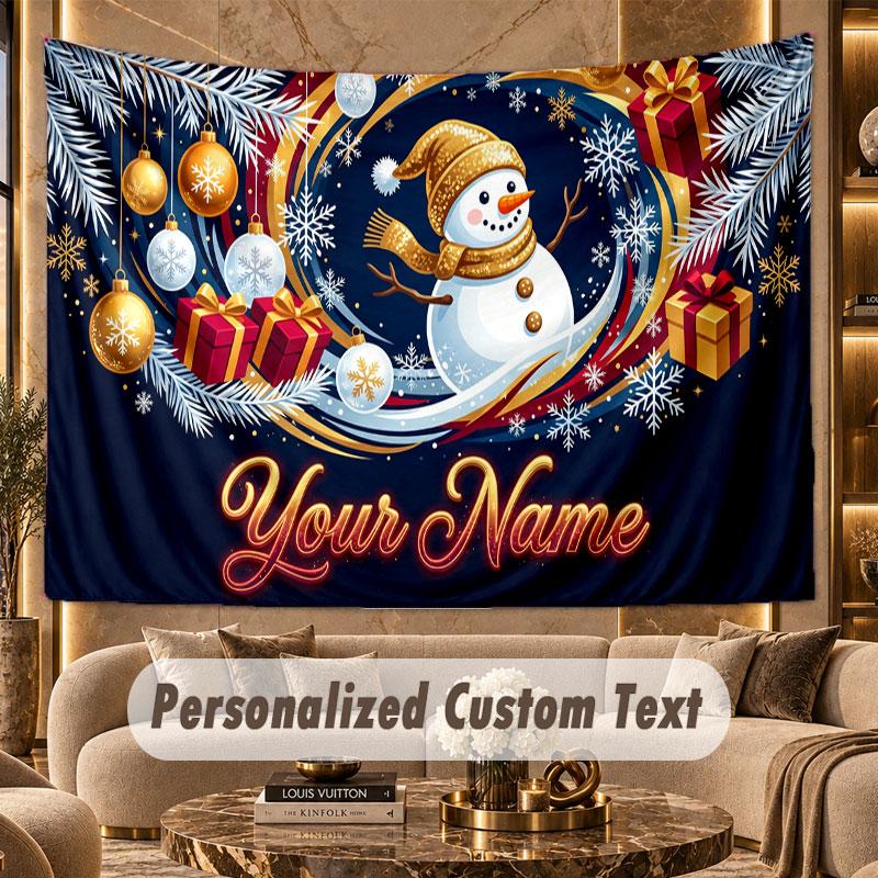 Winter (37) Theme Personalized Tapestry Custom Name Text Wall Hanging Tapestry Home Background Decoration