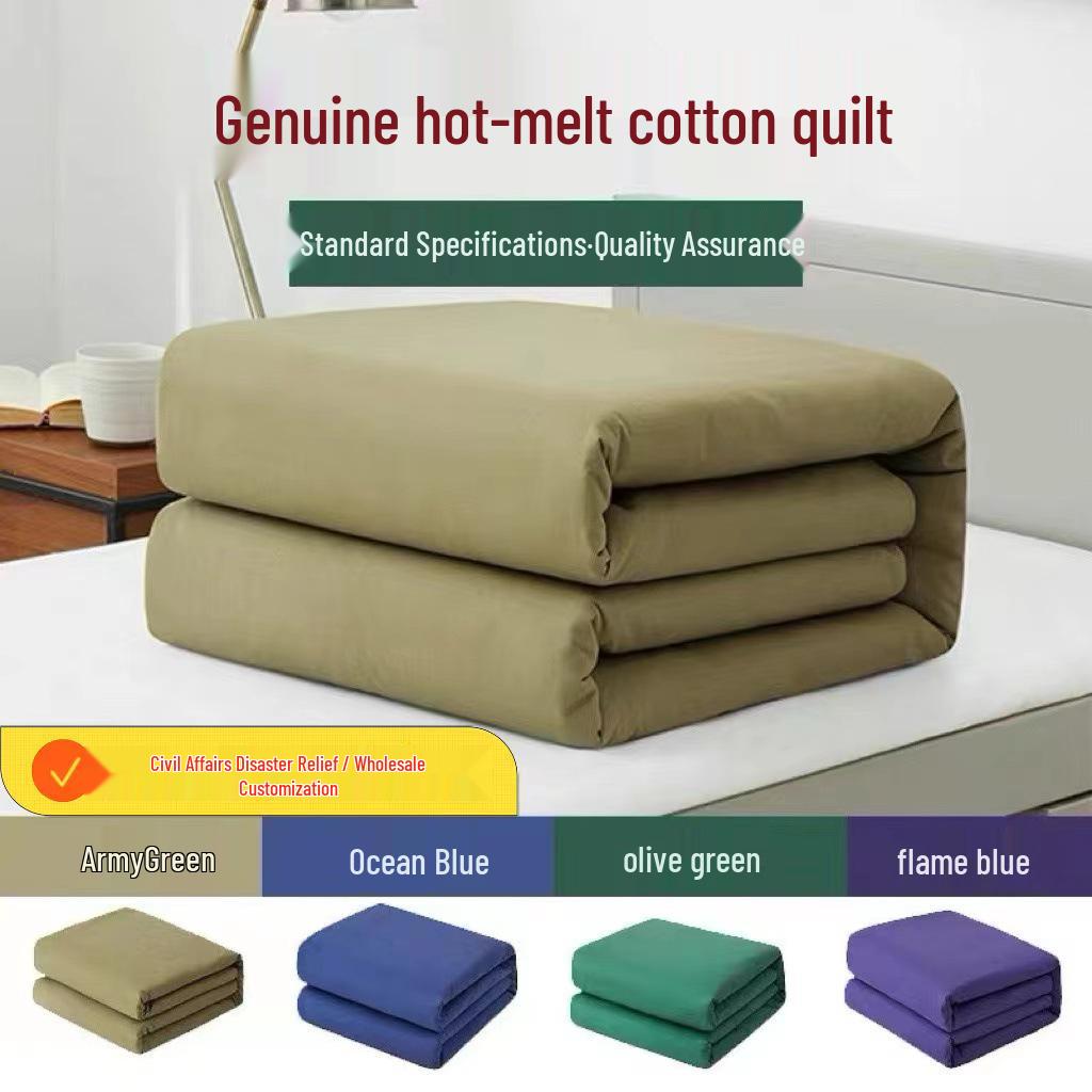 Dormitory Bedding: Green Cotton Quilt Set - 6 Pieces, Moisture-Proof, Student Size Options