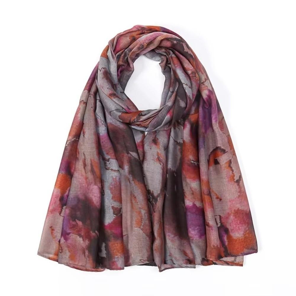 Breathable Watercolor Painting Scarf Ethnic Headscarf Fashion Tie-dyed Scarf Daily
