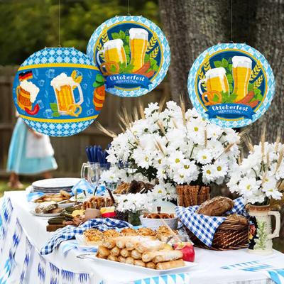 Oktoberfest Hanging Paper Lantern Decoration German Bavarian Beer Festival Round Paper Lantern for Party Supplies