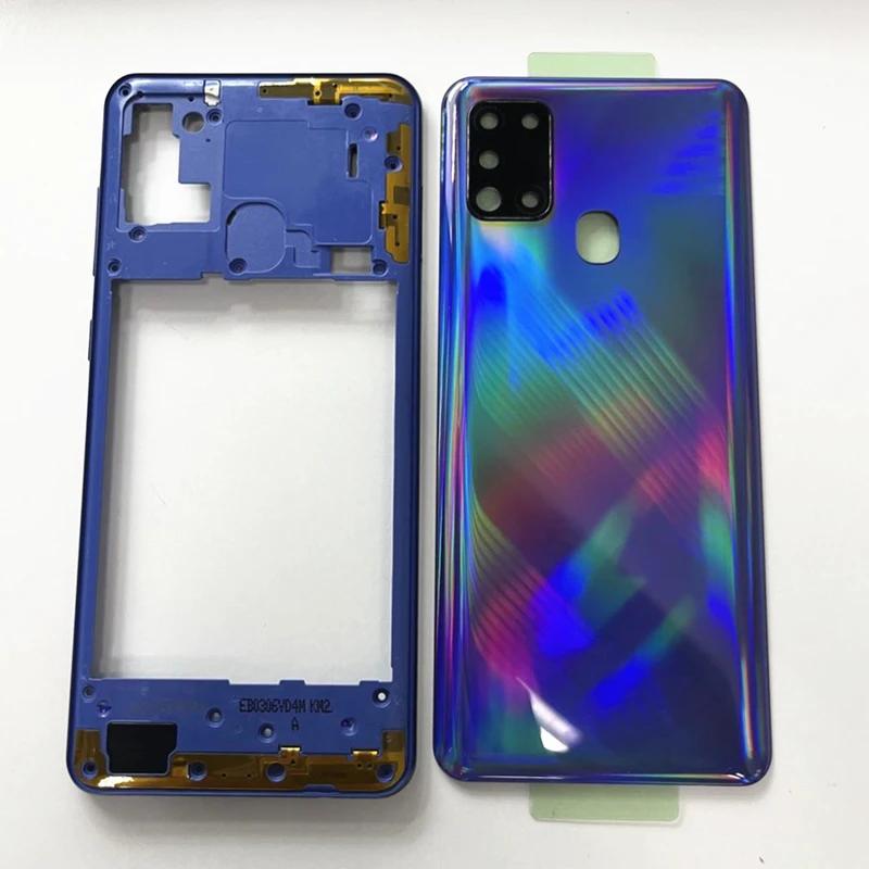 Full housing middle frame for Samsung Galaxy a21s 217 SM-217F/DS battery back cover rear case camera lens replace