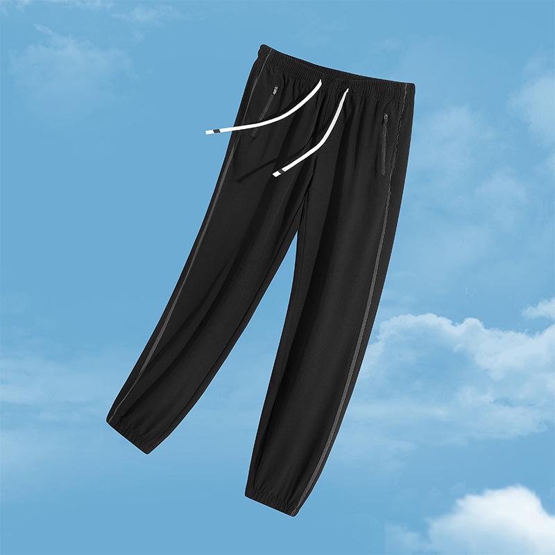 

Быстросохнущие дышащие летние брюки из ледяного шелка - Унисекс эластичный спортивный стиль 4XL чёрный