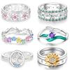 New Rings for Women 925 Sterling Silver Tree of Life Sunflower Zircon Rings Fine Wedding Engagement Birthday Jewelry Gifts